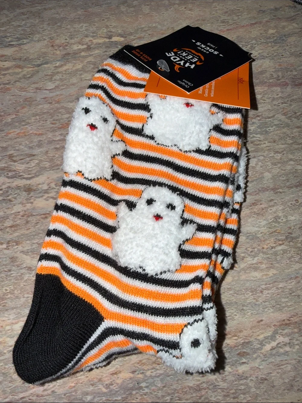 NEWHalloween Ghost Stripe Cozy Socks